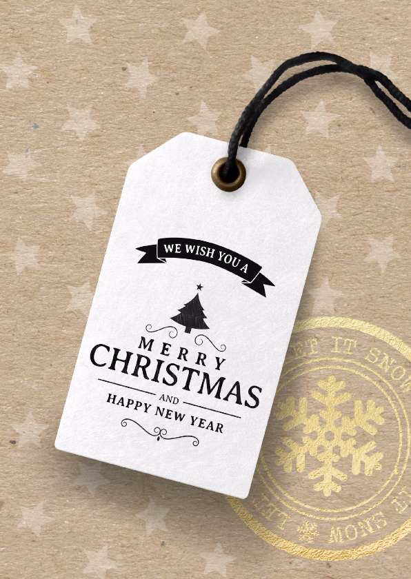 Kerstkaart label kraftpapier - Zakelijke kerstkaarten Zakelijke kerstkaarten - Kerstkaart label kraftpapier