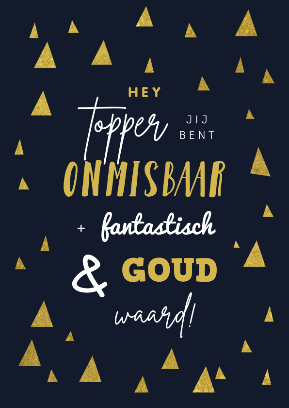 Zakelijke kerstkaarten - Kerstkaart medewerker collega hip goud kerstbomen grafisch