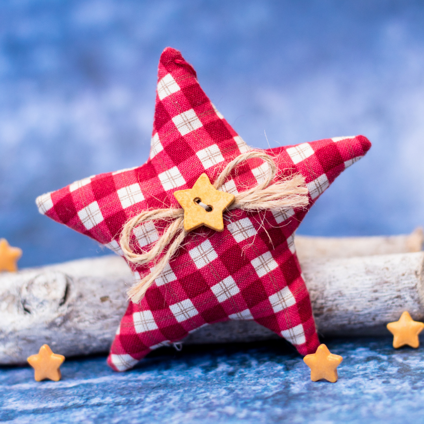 Zakelijke kerstkaarten - Kerstkaart met een rode ster op een blauwe achtergrond