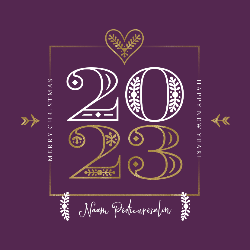 Kerstkaart modern typografisch 2023 hartje goud zakelijk - Zakelijke kerstkaarten Zakelijke kerstkaarten - Kerstkaart modern typografisch 2023 hartje goud zakelijk
