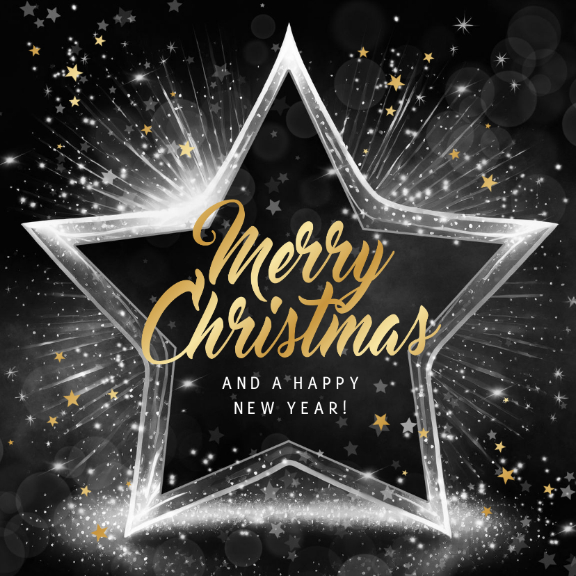 Kerstkaart ster zilver goud sterretjes zakelijk - Zakelijke kerstkaarten Zakelijke kerstkaarten - Kerstkaart ster zilver goud sterretjes zakelijk