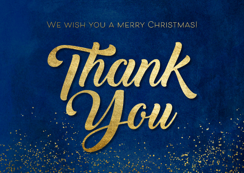 Zakelijke kerstkaarten - Kerstkaart 'Thank You' goudlook