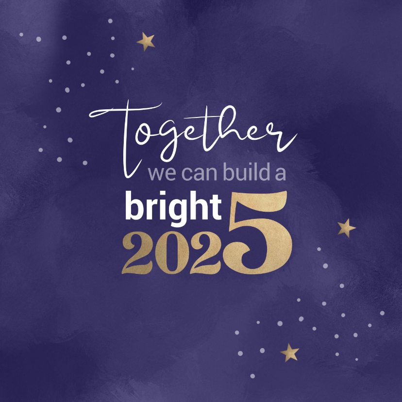Kerstkaart Together we can build a bright 2025 Kaartje2go