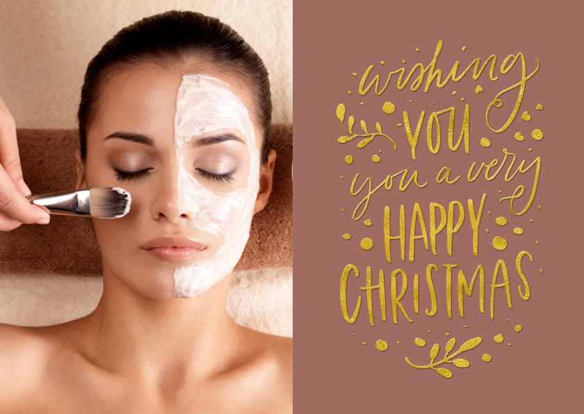 Kerstkaart trendy tekst goud Happy Christmas - Zakelijke kerstkaarten Zakelijke kerstkaarten - Kerstkaart trendy tekst goud Happy Christmas
