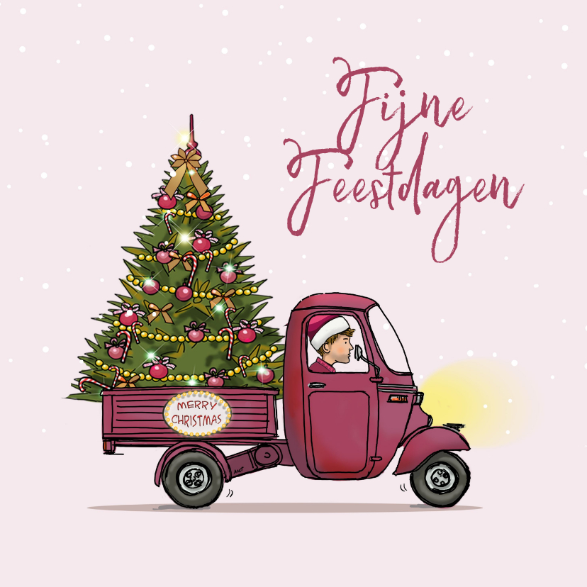 Zakelijke kerstkaarten - Kerstkaart Vespa Ape hippe kleur