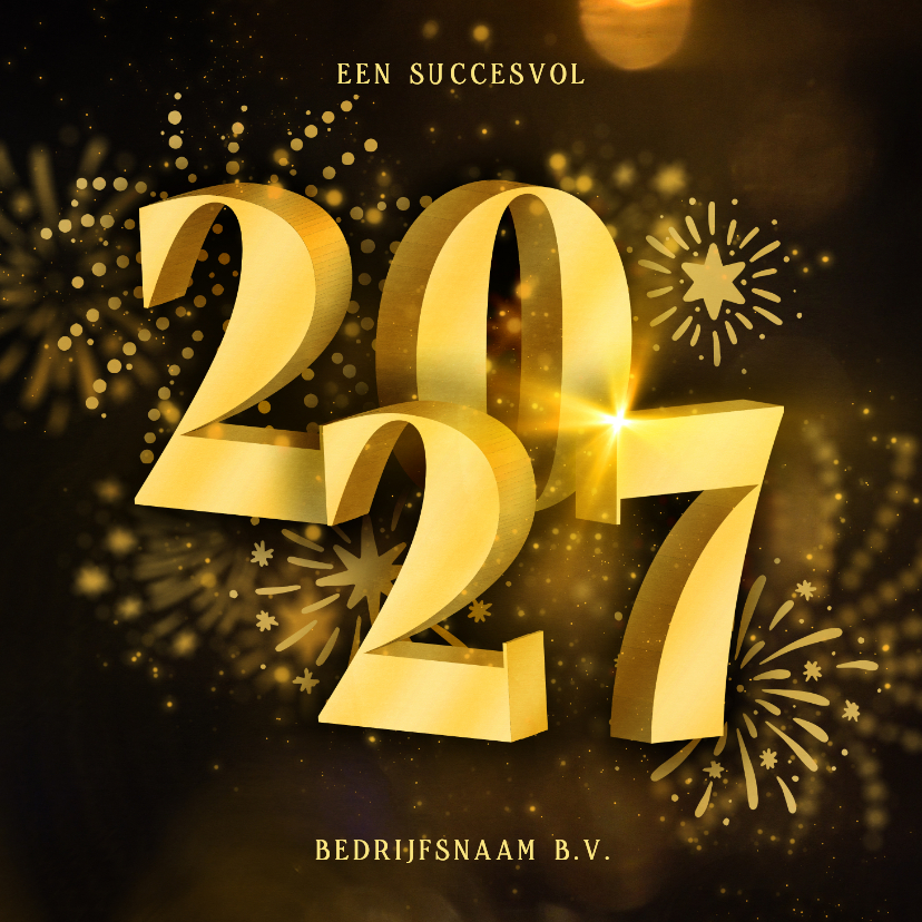 Kerstkaart zakelijk 2027 3D met vuurwerk - Zakelijke kerstkaarten Zakelijke kerstkaarten - Kerstkaart zakelijk 2027 3D met vuurwerk
