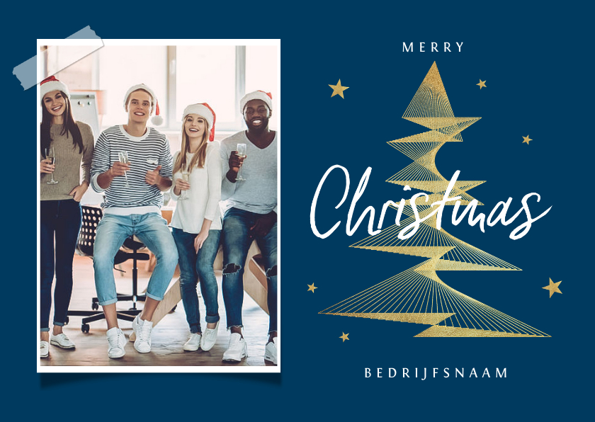 Kerstkaart zakelijk algemeen kerstboom goud foto sterren - Zakelijke kerstkaarten Zakelijke kerstkaarten - Kerstkaart zakelijk algemeen kerstboom goud foto sterren