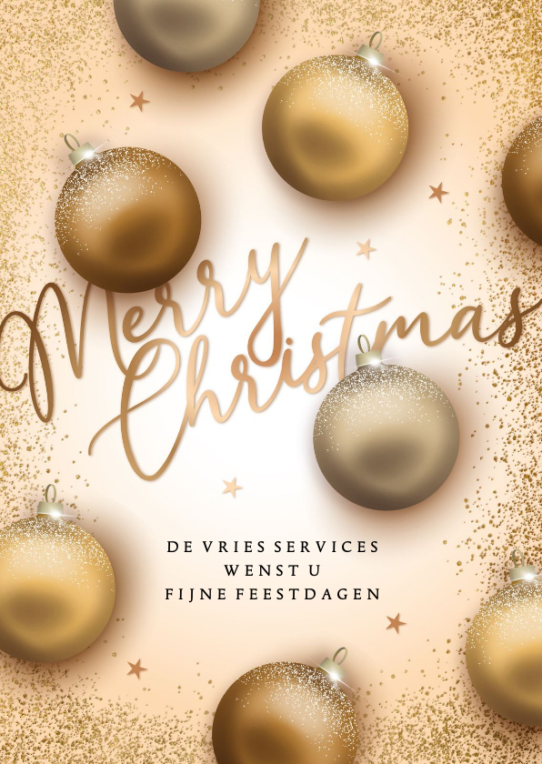 Zakelijke kerstkaarten - Kerstkaart zakelijk gouden kerstballen