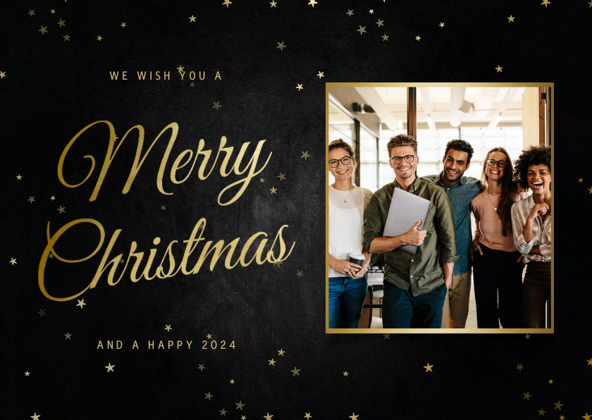 Kerstkaart zakelijk klassiek Merry Christmas met foto - Zakelijke kerstkaarten Zakelijke kerstkaarten - Kerstkaart zakelijk klassiek Merry Christmas met foto