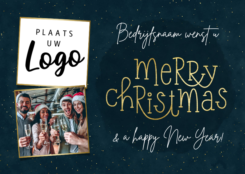 Kerstkaart zakelijk met typografie en foto's - Zakelijke kerstkaarten Zakelijke kerstkaarten - Kerstkaart zakelijk met typografie en foto's