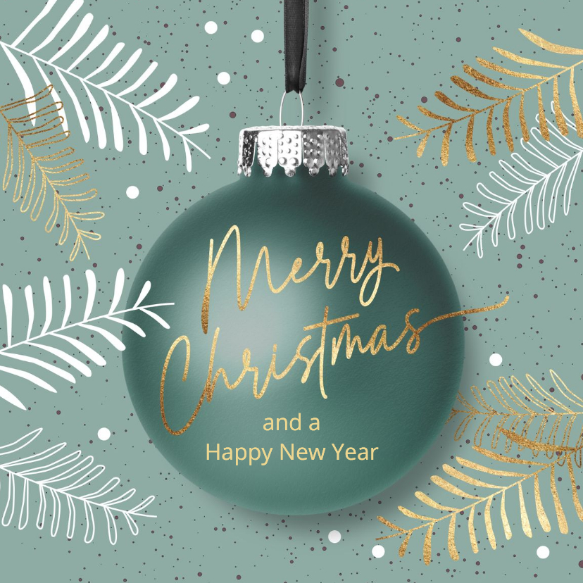 Kerstkaarten zakelijk kerstbal met kersttakken - Zakelijke kerstkaarten Zakelijke kerstkaarten - Kerstkaarten zakelijk kerstbal met kersttakken