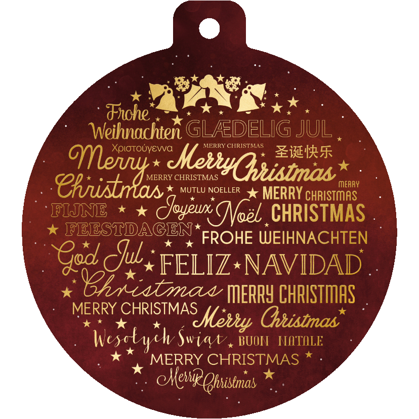 Zakelijke kerstkaarten - Klassieke internationale zakelijke kerstkaart met talen rood