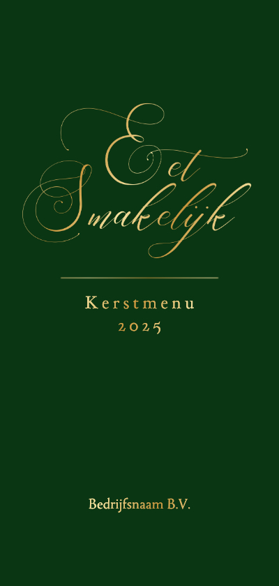 Zakelijke kerstkaarten - Klassieke zakelijke kerst menukaart groen met goudfolie