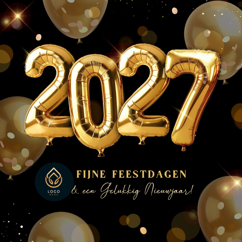 Knallende zakelijke kerstkaart met gouden helium ballonnen - Zakelijke kerstkaarten Zakelijke kerstkaarten - Knallende zakelijke kerstkaart met gouden helium ballonnen