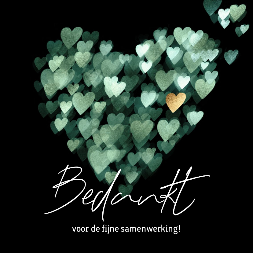 Lief bedankt- kerstkaartje met hartjes - Zakelijke kerstkaarten Zakelijke kerstkaarten - Lief bedankt- kerstkaartje met hartjes