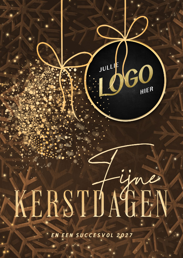 Zakelijke kerstkaarten - Logo kerstkaart zakelijk met sprankelende kerstbal en sneeuw