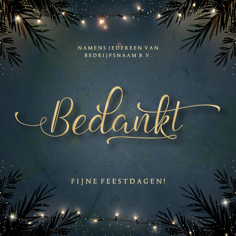 Luxe zakelijk bedankkaart kerst met goudlook typografie - Zakelijke kerstkaarten Zakelijke kerstkaarten - Luxe zakelijk bedankkaart kerst met goudlook typografie