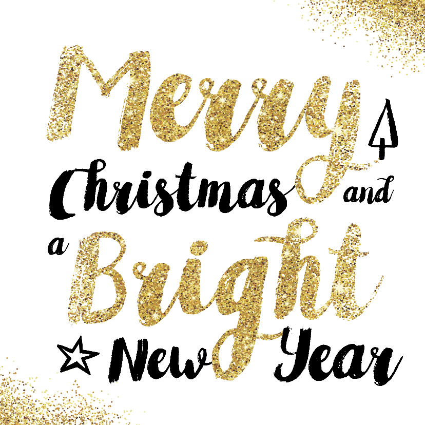 Merry Christmas met gouden glitters - Zakelijke kerstkaarten Zakelijke kerstkaarten - Merry Christmas met gouden glitters