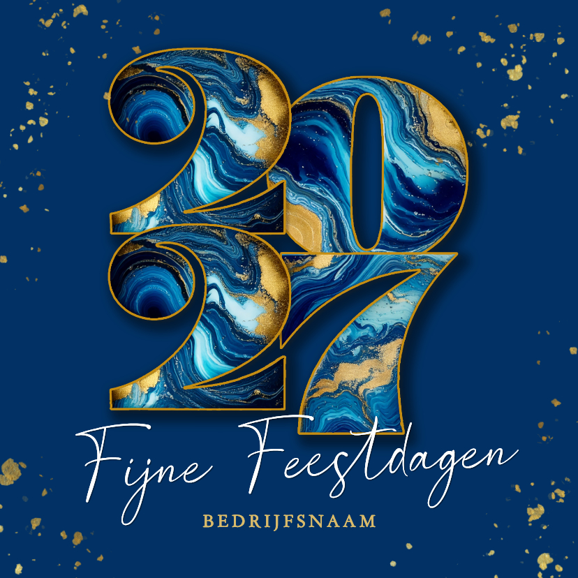 Moderne kerstkaart zakelijk met marmeren 2027 donker blauw - Zakelijke kerstkaarten Zakelijke kerstkaarten - Moderne kerstkaart zakelijk met marmeren 2027 donker blauw