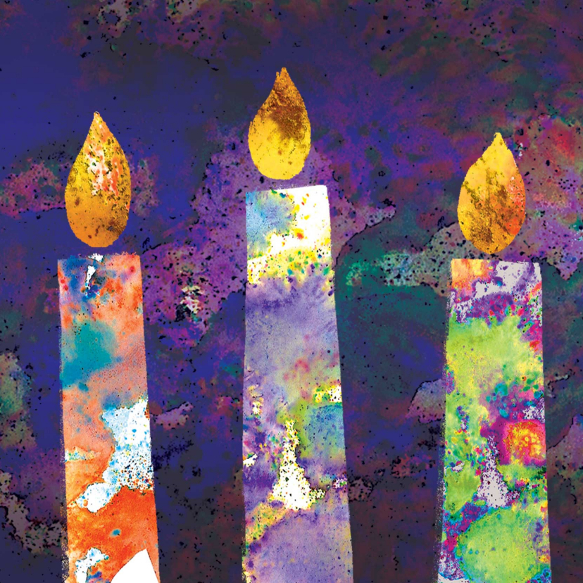 Zakelijke kerstkaarten - Moderne kleurrijke kerstkaart met twee brandende kaarsen