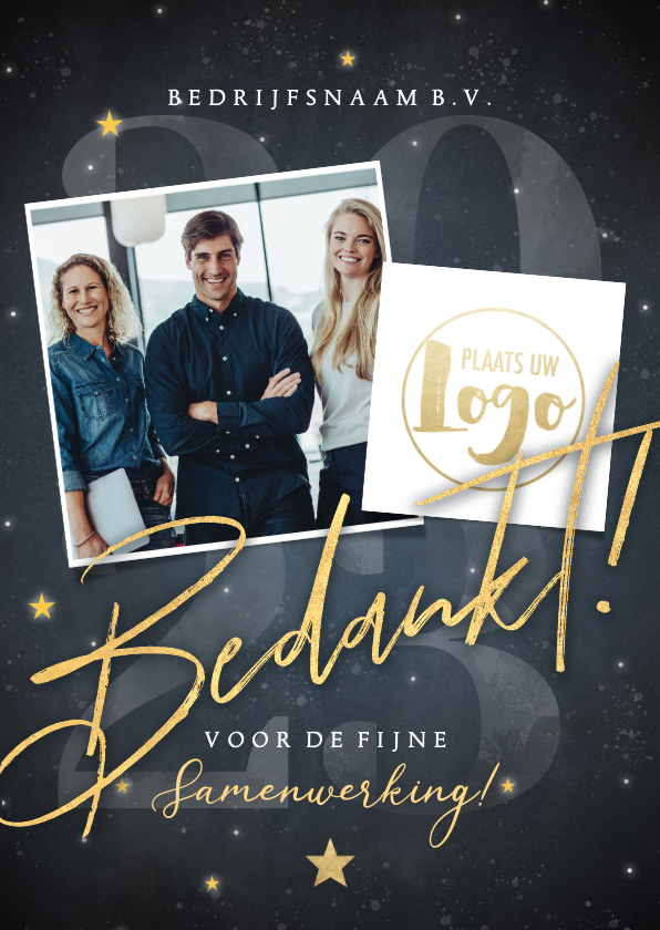 Moderne zakelijke kerstkaart bedankt foto sterren 2023 - Zakelijke kerstkaarten Zakelijke kerstkaarten - Moderne zakelijke kerstkaart bedankt foto sterren 2023