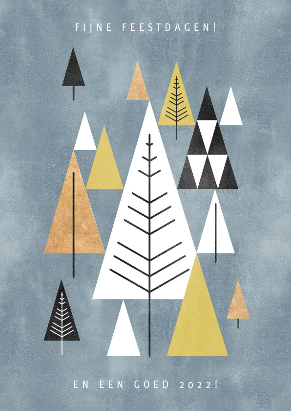 Moderne zakelijke kerstkaart met kerstboompjes en waterverf - Zakelijke kerstkaarten Zakelijke kerstkaarten - Moderne zakelijke kerstkaart met kerstboompjes en waterverf