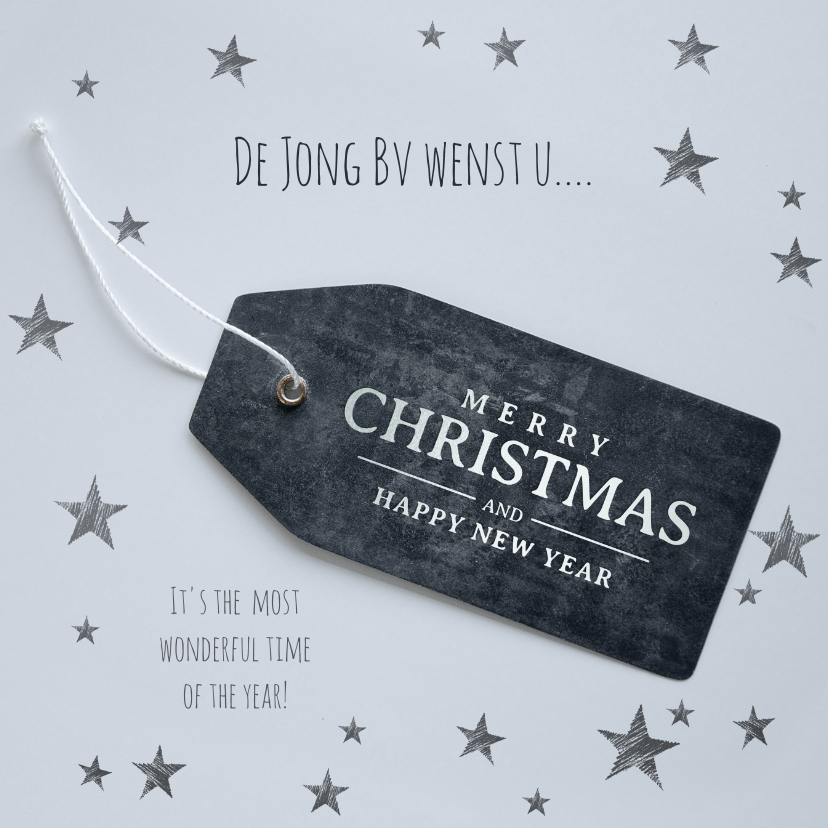 Moderne zakelijke kerstkaart met zwart label - Zakelijke kerstkaarten Zakelijke kerstkaarten - Moderne zakelijke kerstkaart met zwart label