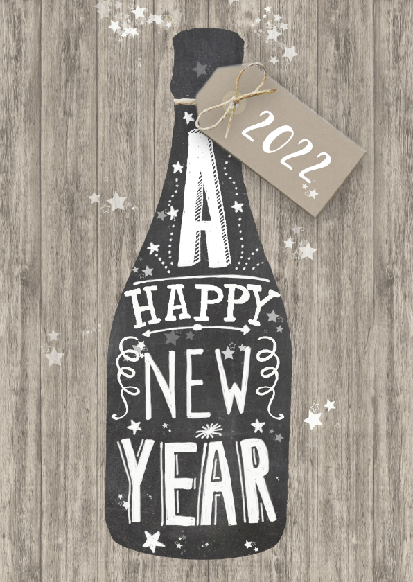 Nieuwjaar champagne krijtbord - Zakelijke kerstkaarten Zakelijke kerstkaarten - Nieuwjaar champagne krijtbord