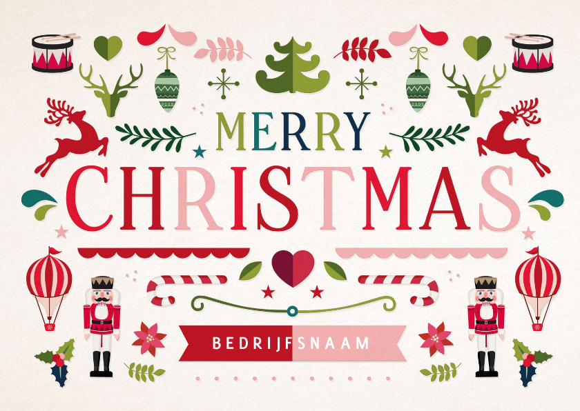 Nostalgische zakelijke kerstkaart met kerstornamenten - Zakelijke kerstkaarten Zakelijke kerstkaarten - Nostalgische zakelijke kerstkaart met kerstornamenten