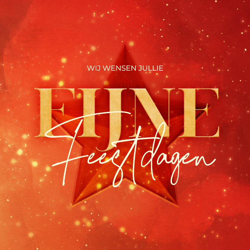 Rode zakelijke kerstkaart Fijne feestdagen met ster - Zakelijke kerstkaarten Zakelijke kerstkaarten - Rode zakelijke kerstkaart Fijne feestdagen met ster