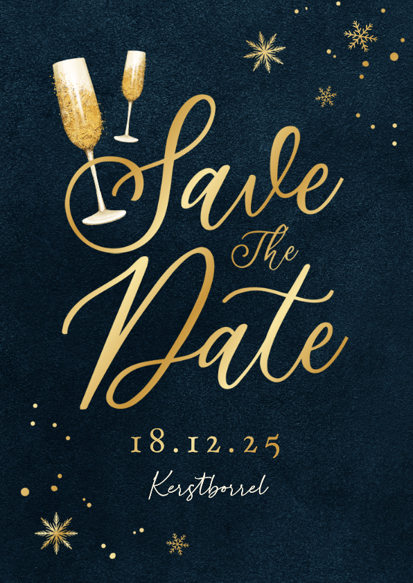 Save the date uitnodigingskaart kerst borrel champagne - Zakelijke kerstkaarten Zakelijke kerstkaarten - Save the date uitnodigingskaart kerst borrel champagne