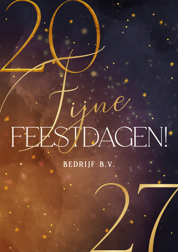 Zakelijke kerstkaarten - Sprankelende kerstkaart 2027 met goudaccenten
