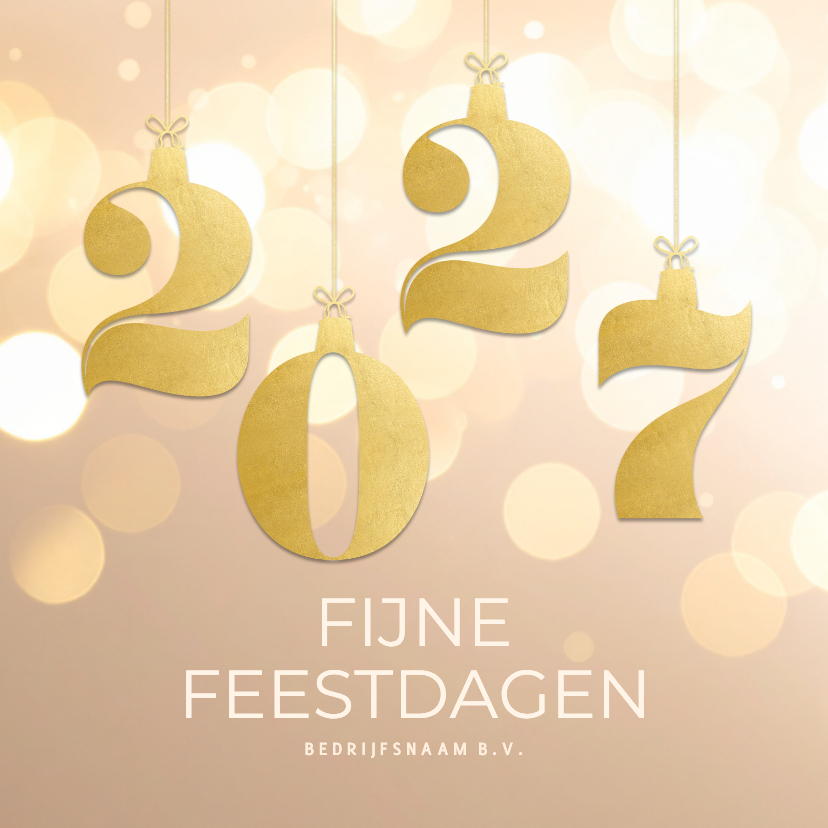 Stijlvol beige zakelijk kerstkaartje 2027 goud - Zakelijke kerstkaarten Zakelijke kerstkaarten - Stijlvol beige zakelijk kerstkaartje 2027 goud