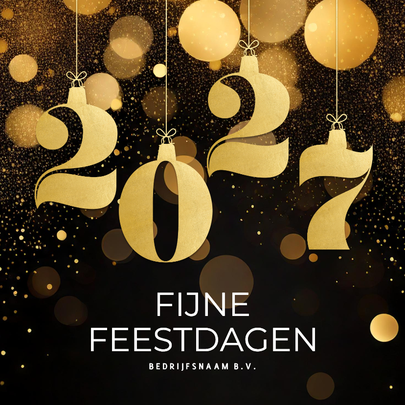 Stijlvol zakelijk kerstkaartje zwart met 2027 goud - Zakelijke kerstkaarten Zakelijke kerstkaarten - Stijlvol zakelijk kerstkaartje zwart met 2027 goud