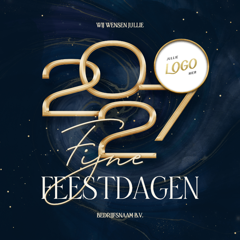 Stijlvolle 2027 zakelijke kaart met marmer swirl - Zakelijke kerstkaarten Zakelijke kerstkaarten - Stijlvolle 2027 zakelijke kaart met marmer swirl