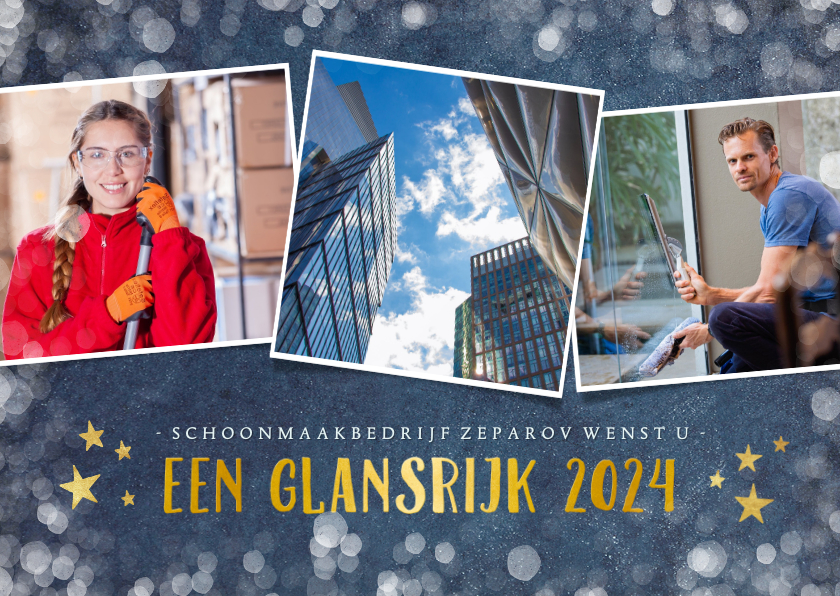 Zakelijke kerstkaarten - Stijlvolle fotocollage zakelijke kerstkaart met 3 foto's 