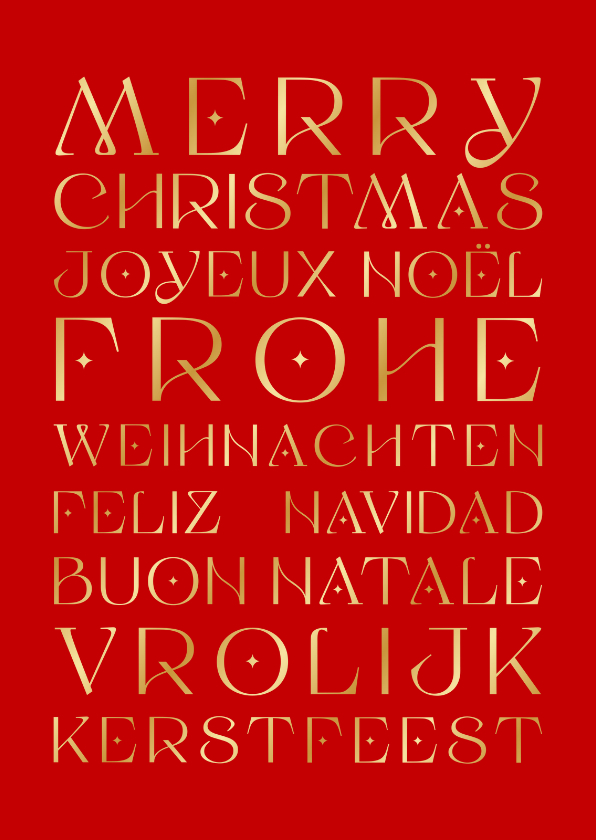 Zakelijke kerstkaarten - Stijlvolle kerstkaart met art deco typografie in talen