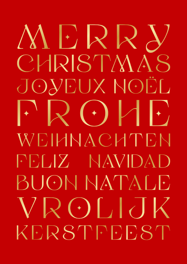 Stijlvolle kerstkaart met art deco typografie in talen - Zakelijke kerstkaarten Zakelijke kerstkaarten - Stijlvolle kerstkaart met art deco typografie in talen
