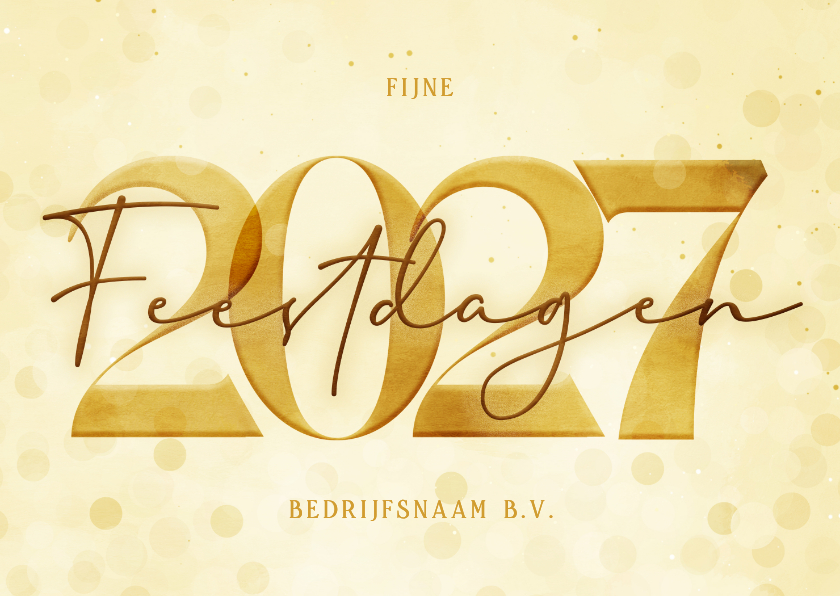 Zakelijke kerstkaarten - Stijlvolle kerstkaart zakelijk gouden 2027