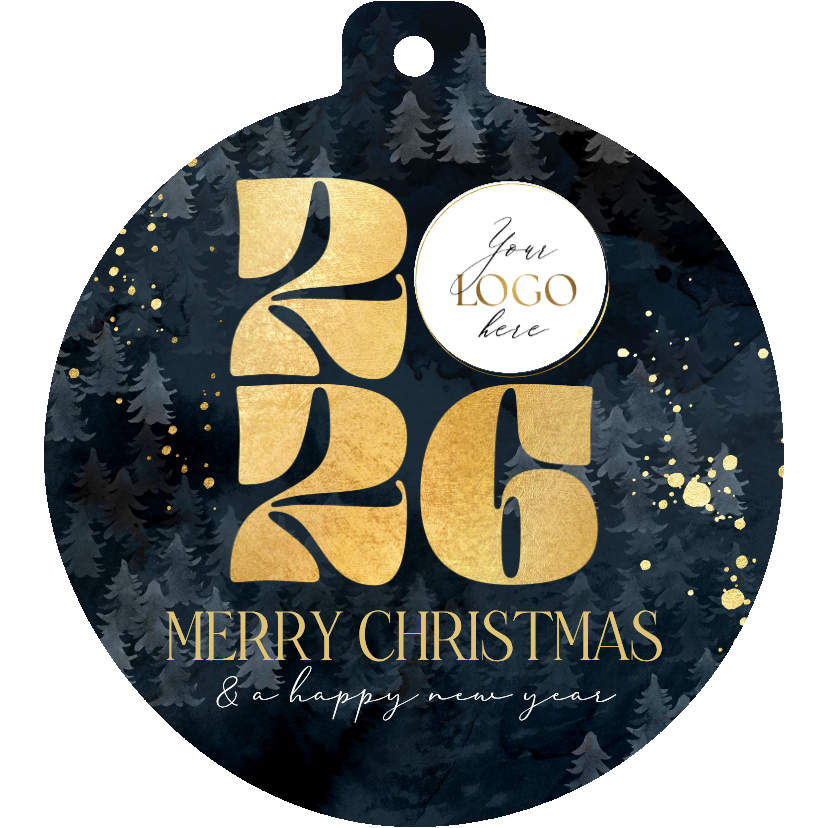 Stijlvolle kerstkaart zakelijk jaartal logo goud kerstbomen - Zakelijke kerstkaarten Zakelijke kerstkaarten - Stijlvolle kerstkaart zakelijk jaartal logo goud kerstbomen