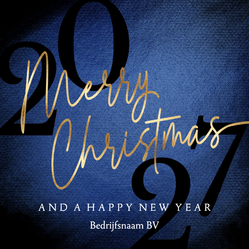 Zakelijke kerstkaarten - Stijlvolle kerstkaarten zakelijk blauw 2027