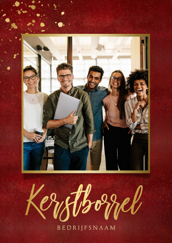 Stijlvolle rode uitnodiging voor een zakelijke kerstborrel - Zakelijke kerstkaarten Zakelijke kerstkaarten - Stijlvolle rode uitnodiging voor een zakelijke kerstborrel
