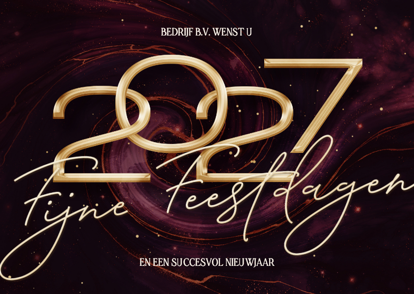 Zakelijke kerstkaarten - Stijlvolle rode zakelijke kerstkaart 2027 met marmer swirl