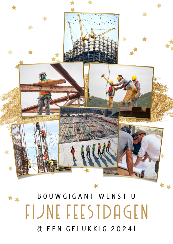 Stijlvolle zakelijke kerst collage kaart voor bouwbedrijf - Zakelijke kerstkaarten Zakelijke kerstkaarten - Stijlvolle zakelijke kerst collage kaart voor bouwbedrijf