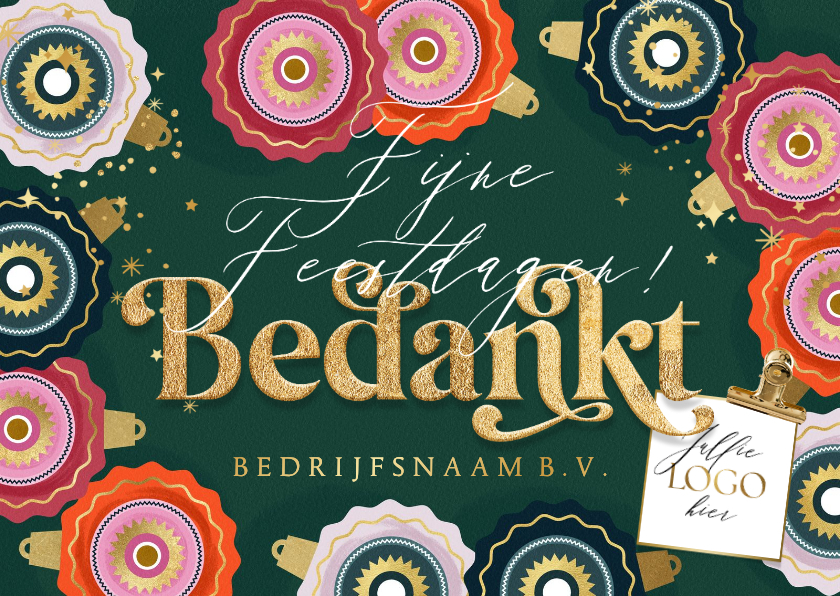 Stijlvolle zakelijke kerstkaart bedankt kerstballen sterren - Zakelijke kerstkaarten Zakelijke kerstkaarten - Stijlvolle zakelijke kerstkaart bedankt kerstballen sterren