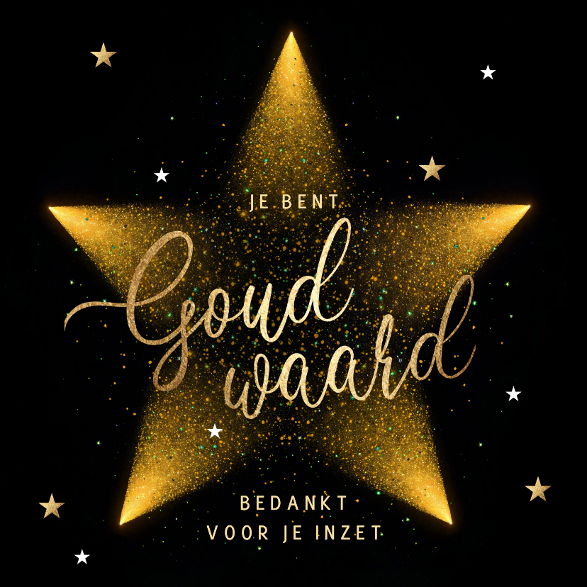 Stijlvolle zakelijke kerstkaart bedankt ster goud waard - Zakelijke kerstkaarten Zakelijke kerstkaarten - Stijlvolle zakelijke kerstkaart bedankt ster goud waard