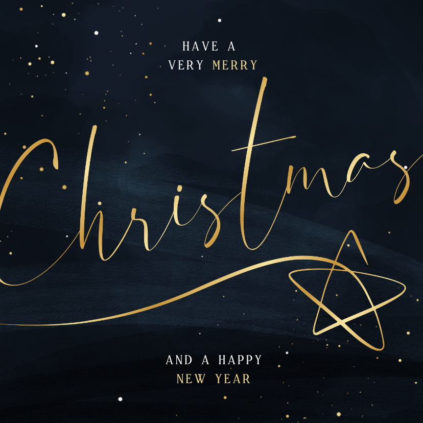 Stijlvolle zakelijke kerstkaart Christmas met gouden ster - Zakelijke kerstkaarten Zakelijke kerstkaarten - Stijlvolle zakelijke kerstkaart Christmas met gouden ster