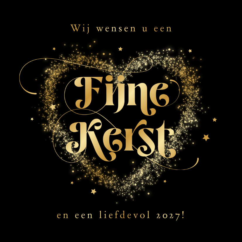 Stijlvolle zakelijke kerstkaart fijne kerst goud hart - Zakelijke kerstkaarten Zakelijke kerstkaarten - Stijlvolle zakelijke kerstkaart fijne kerst goud hart