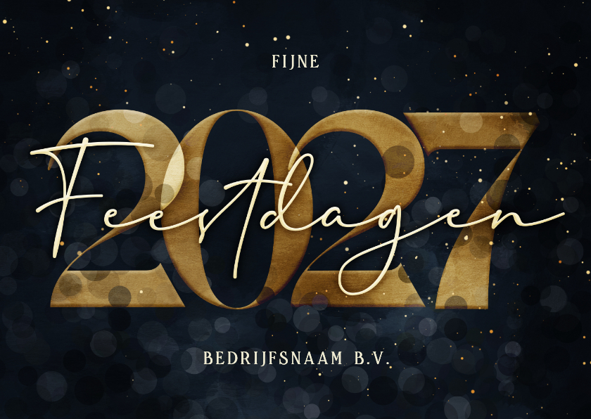 Zakelijke kerstkaarten - Stijlvolle zakelijke kerstkaart gouden 2027