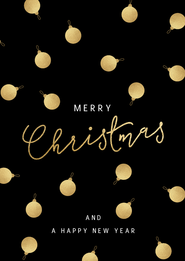 Stijlvolle zakelijke kerstkaart gouden kerstballen - Zakelijke kerstkaarten Zakelijke kerstkaarten - Stijlvolle zakelijke kerstkaart gouden kerstballen